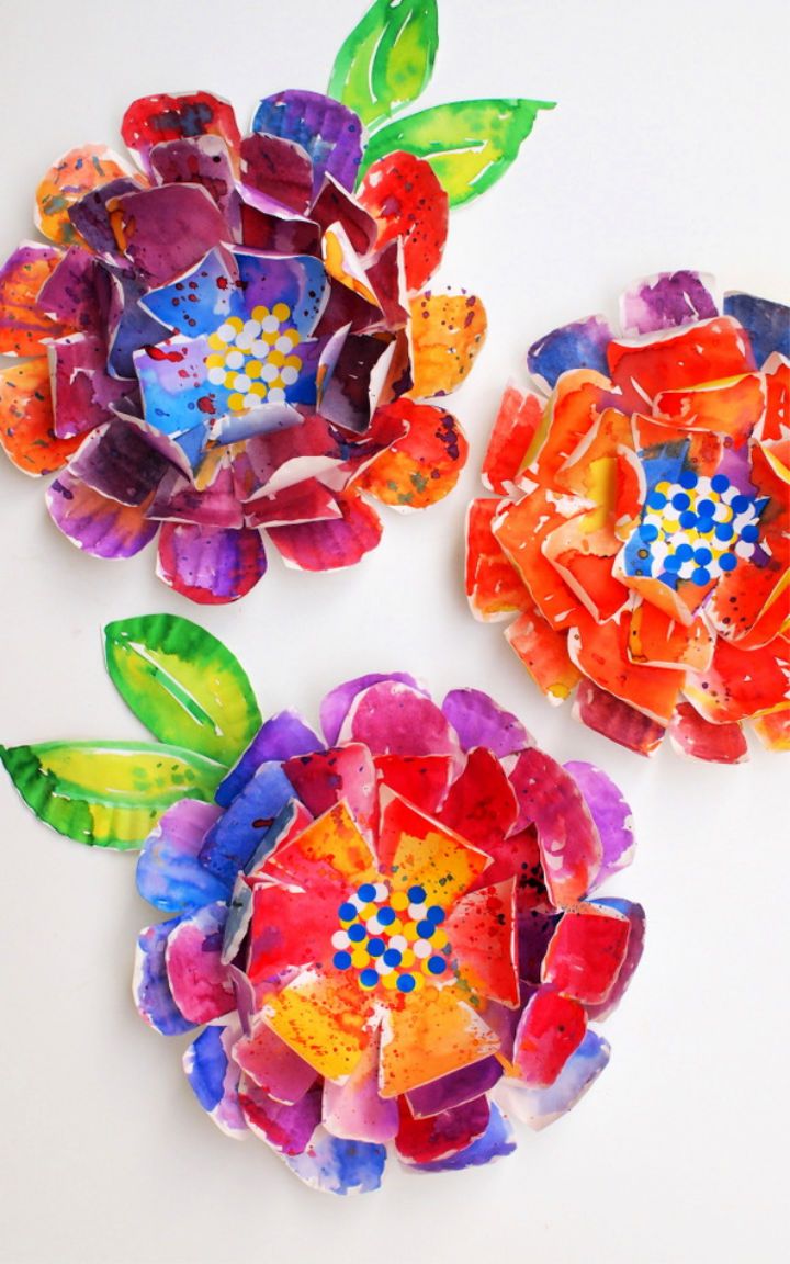 Colorful Painted Paper Plate Flowers