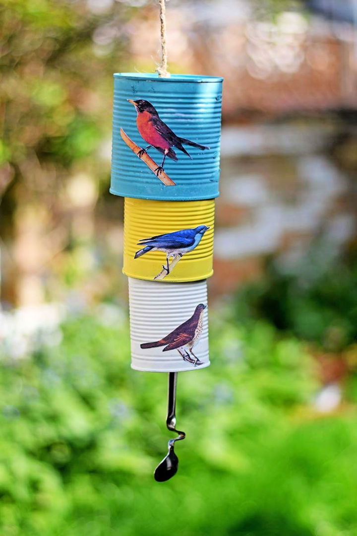 Decoupage Tin Can Wind Chime