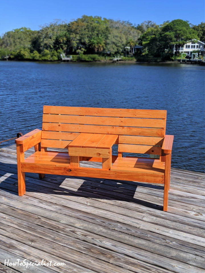 Double Chair Bench with Table 