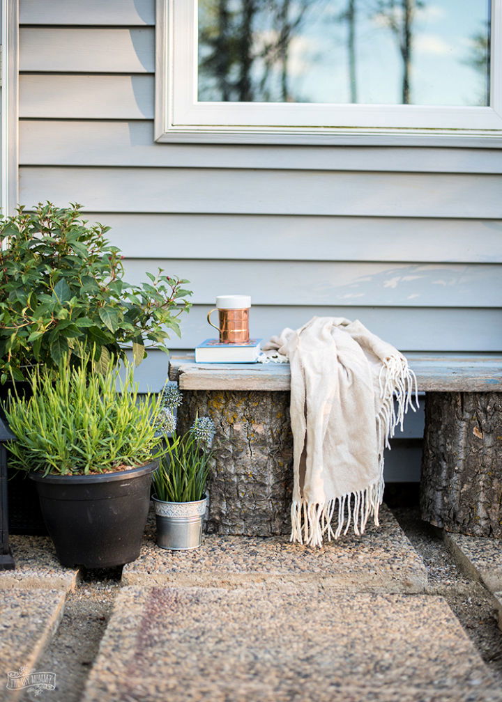 Log and Reclaimed Wood Garden Bench 1