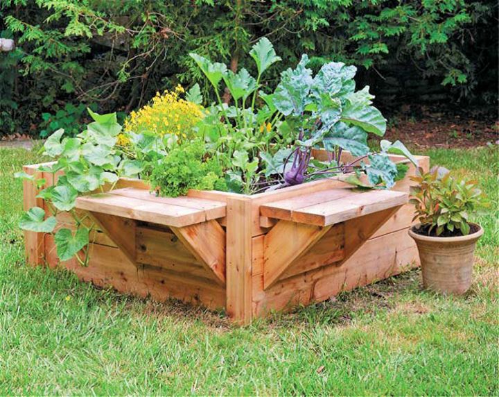 Raised Garden Bed with Benches
