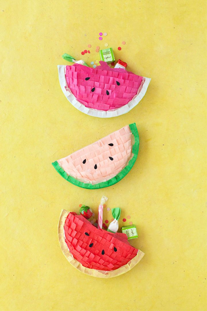 Watermelon Piñatas Using Paper Plate