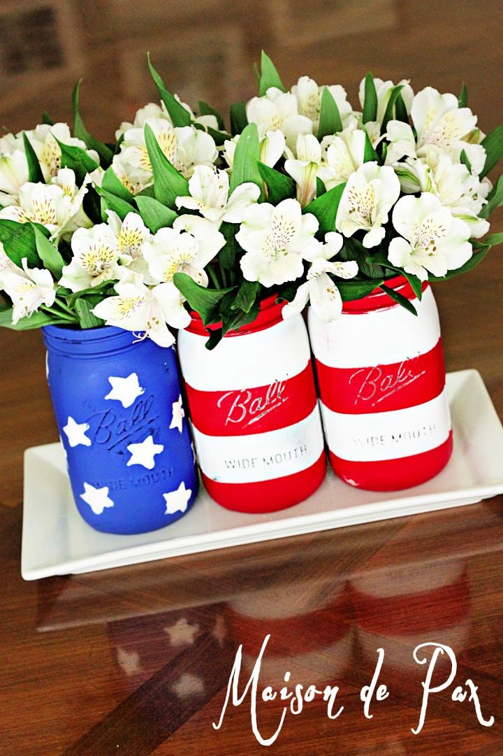 American Flag Mason Jar Vases