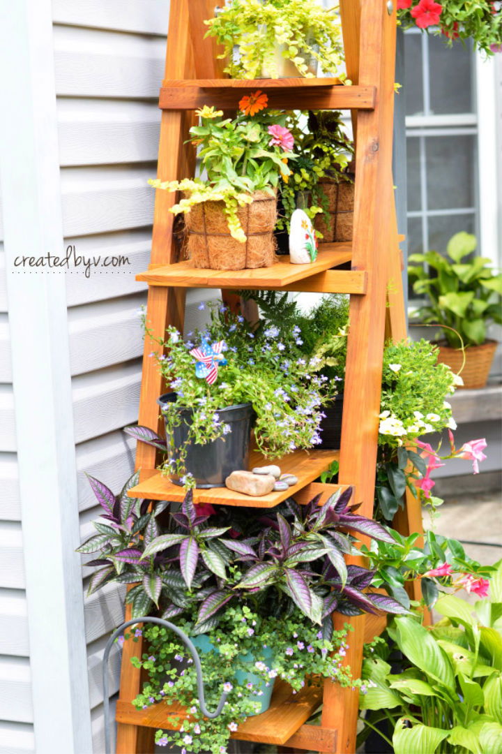 DIY Folding Ladder Plant Stand