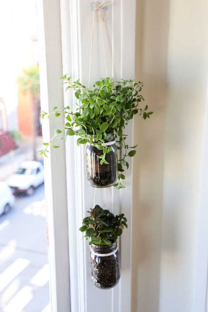 Hanging Mason Jar Herb Garden