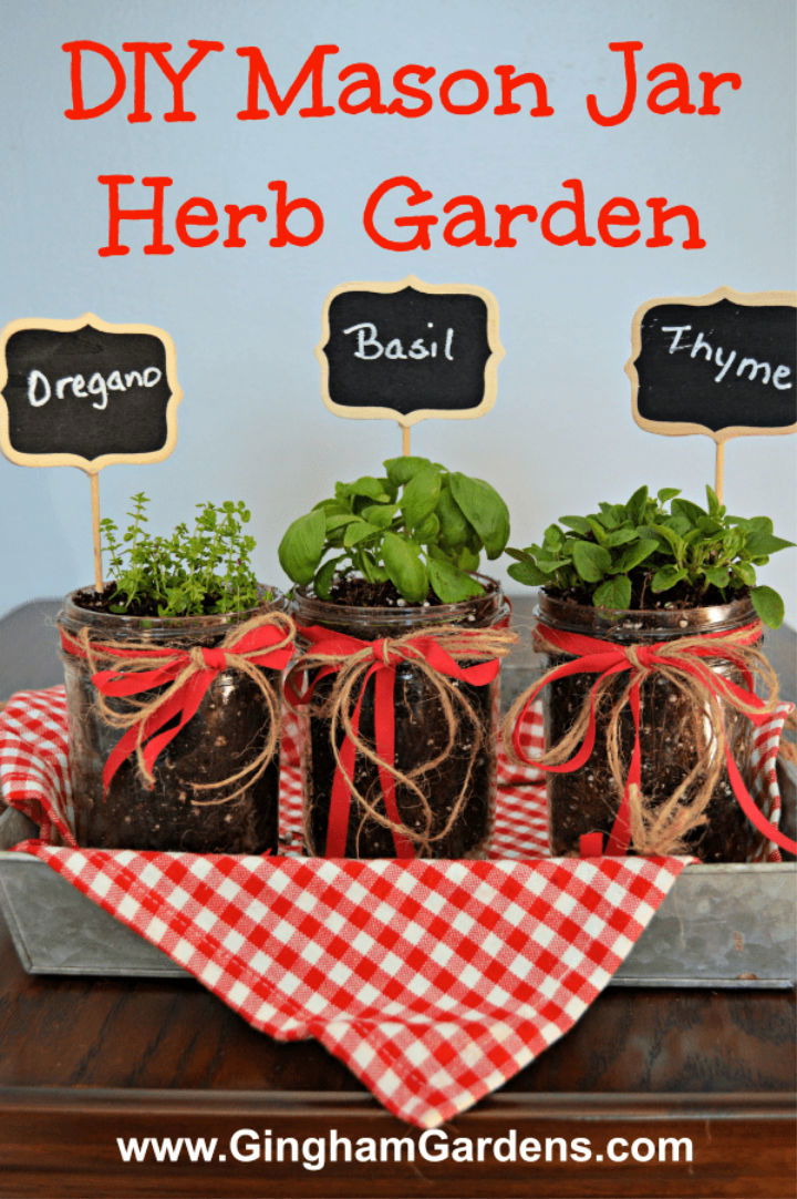 Homemade Mason Jar Herb Garden