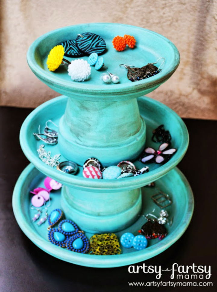 Jewelry Stand Using Terra Cotta Pots