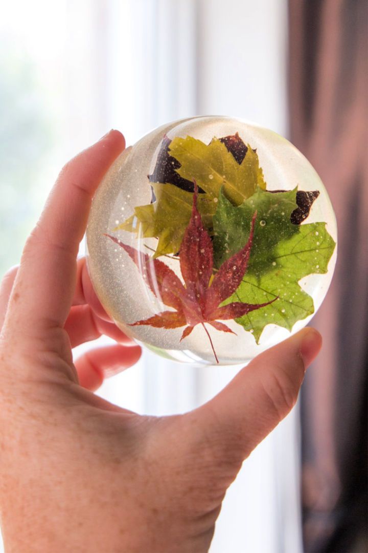 Late-Summer Maple Leaf and Resin Paperweight