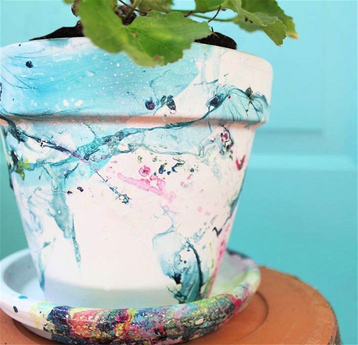 Beautiful DIY Marbled Flower Pot