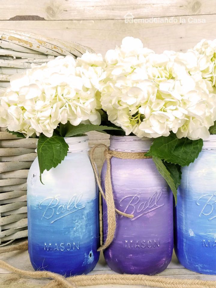 Ombre Painted Mason Jars Vases