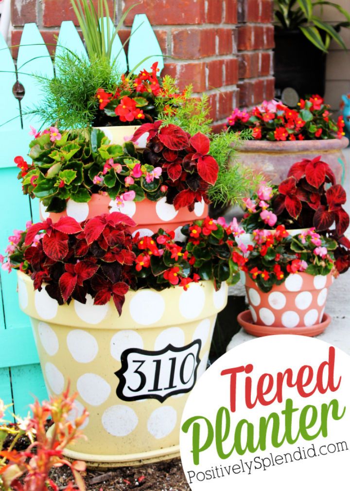 Polka-Dotted Tiered Planters for Decoration