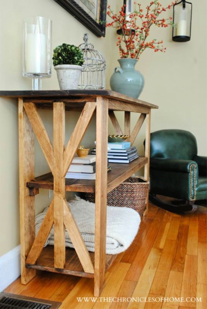 Rustic X Base Console Table