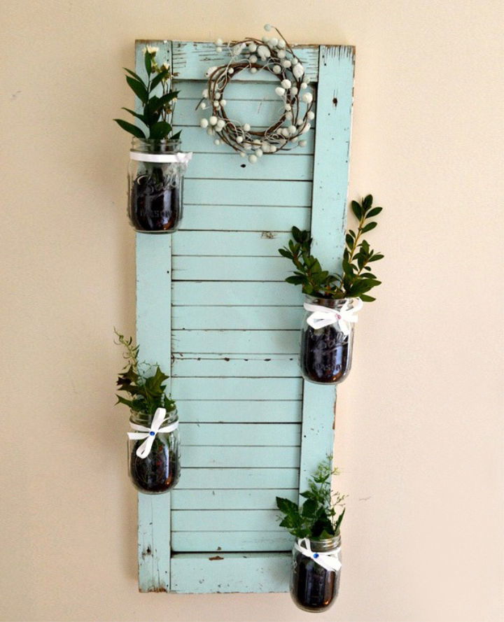 Shutter Mason Jar Garden