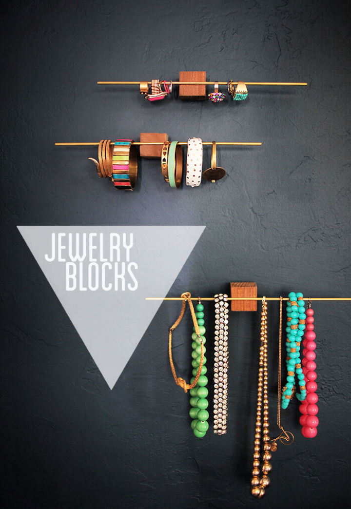 Simple DIY Wooden Block Jewelry Holder