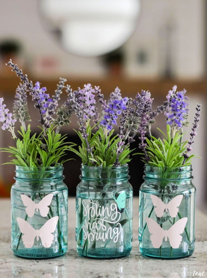 Spring Butterfly Mason Jar Vases