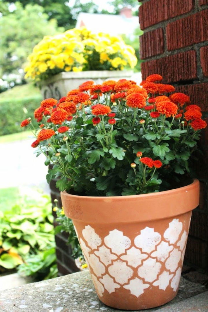 Cool DIY Stenciled Flower Pots