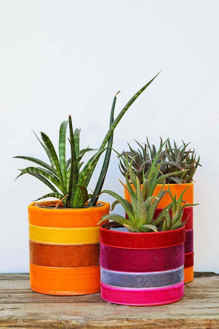 Tin Can and Velvet Upcycled Planters
