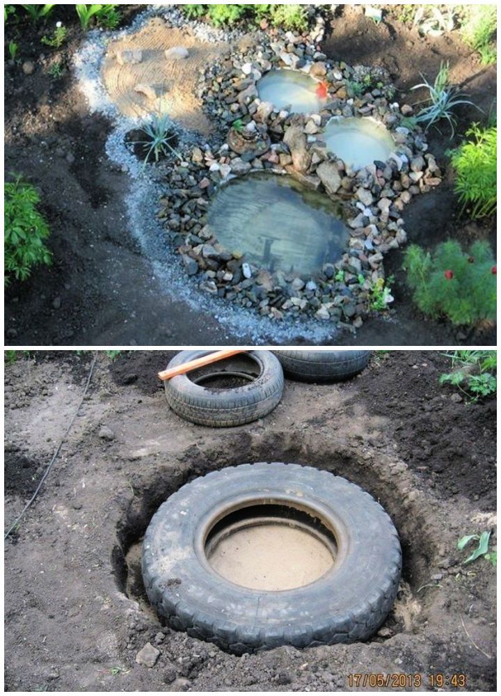 Turn Old Tires Into Pond