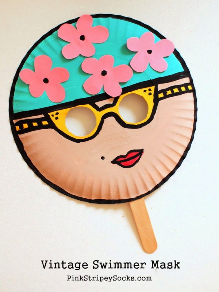 Vintage Swimmer Paper Plate Mask