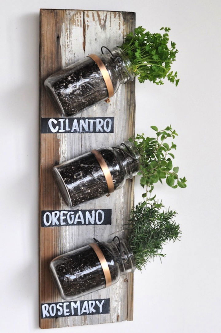 Wall Mounted Mason Jar Herb Garden