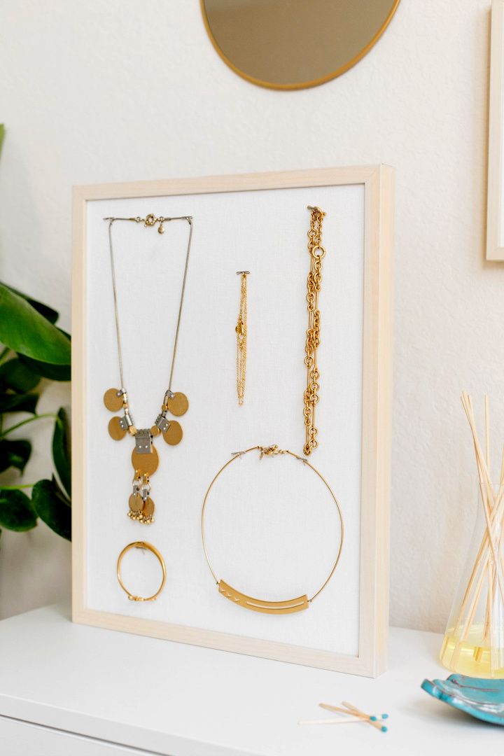 Wood and Linen Mounted Jewelry Display