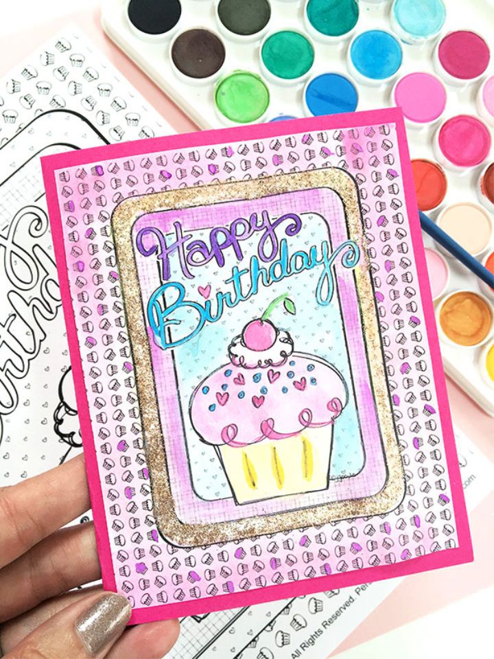 Birthday Card from a Coloring Page