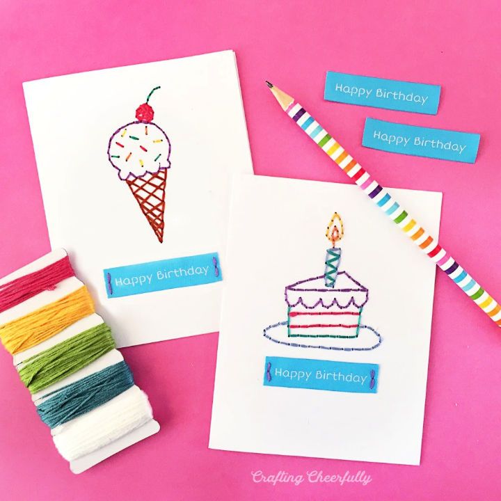 DIY Embroidered Birthday Cards