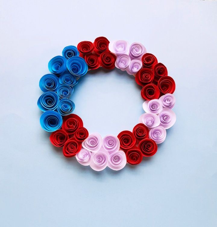 4th of July Wreath from Paper Flowers