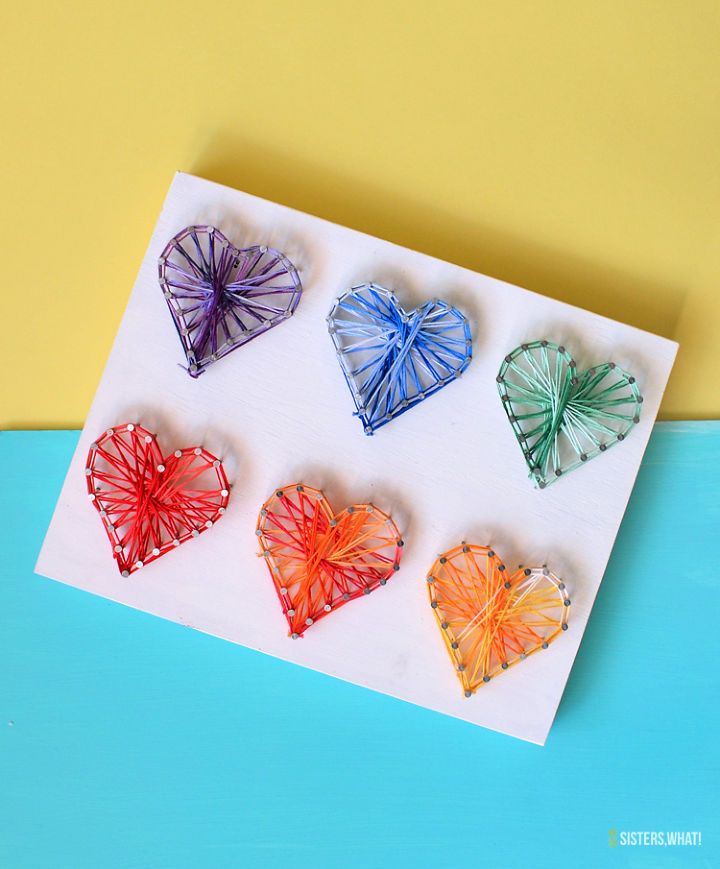 Colorful DIY Heart String Art