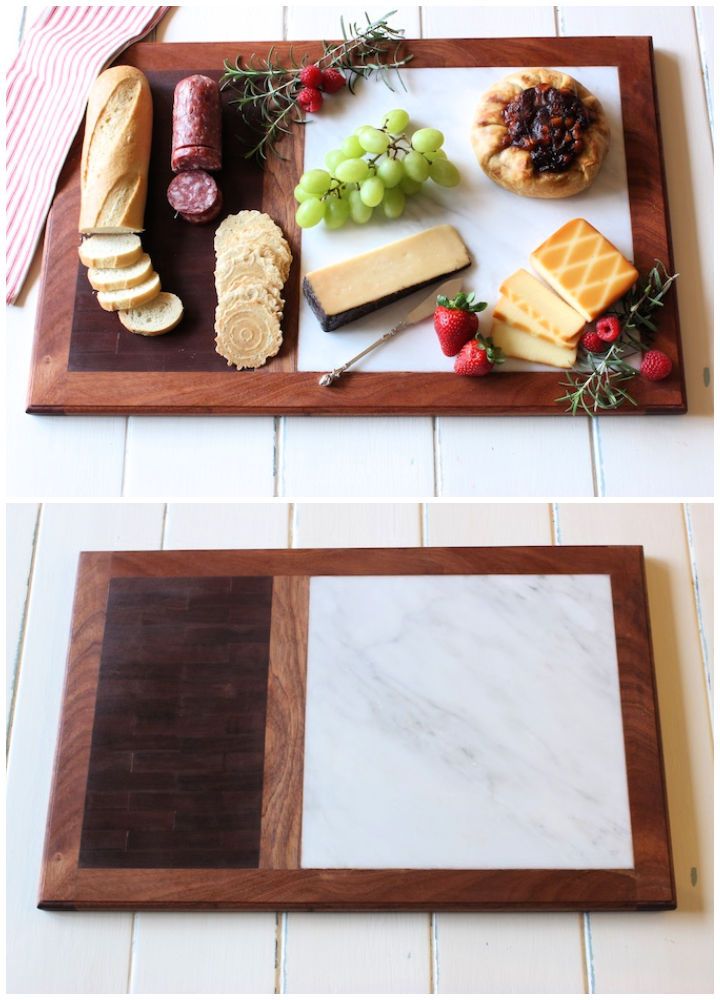 Cutting Board with Marble Cheese Plate