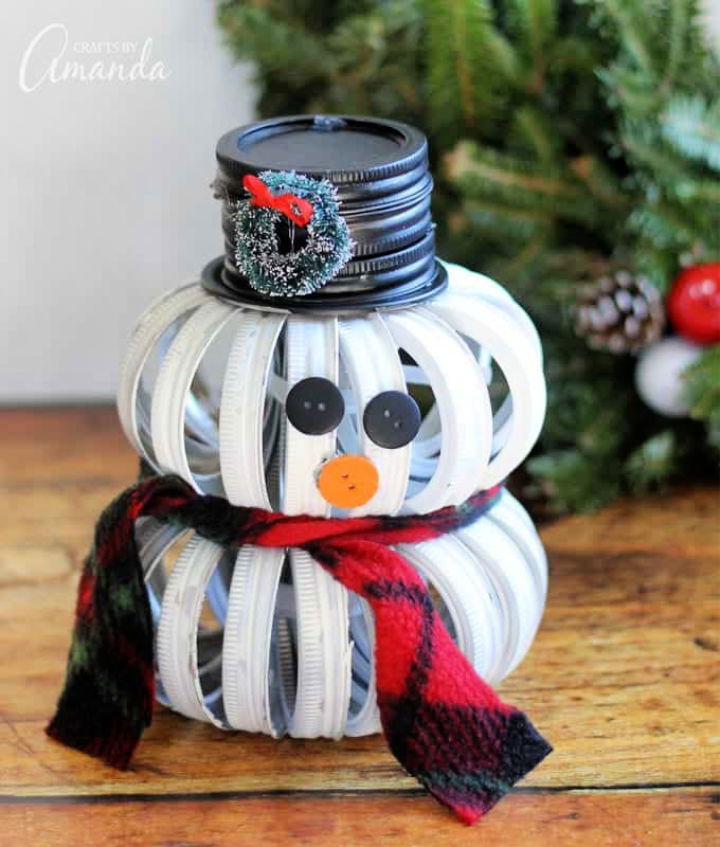 Cheap DIY Mason Jar Lid Snowman