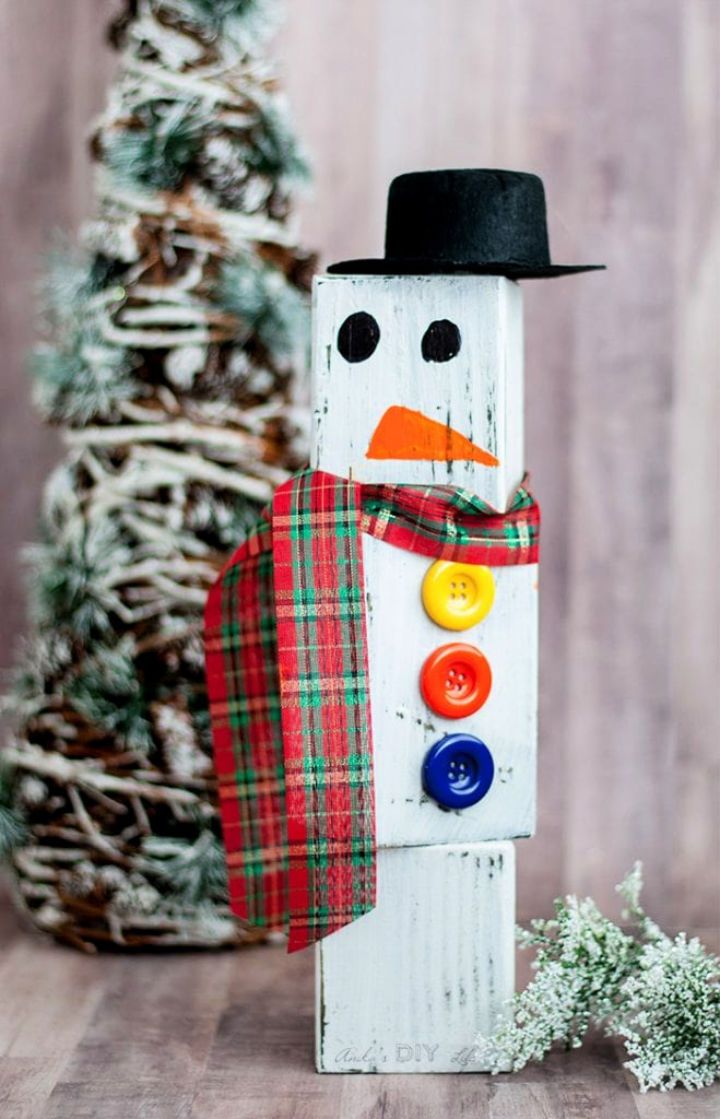 Cool DIY Wood Block Snowman