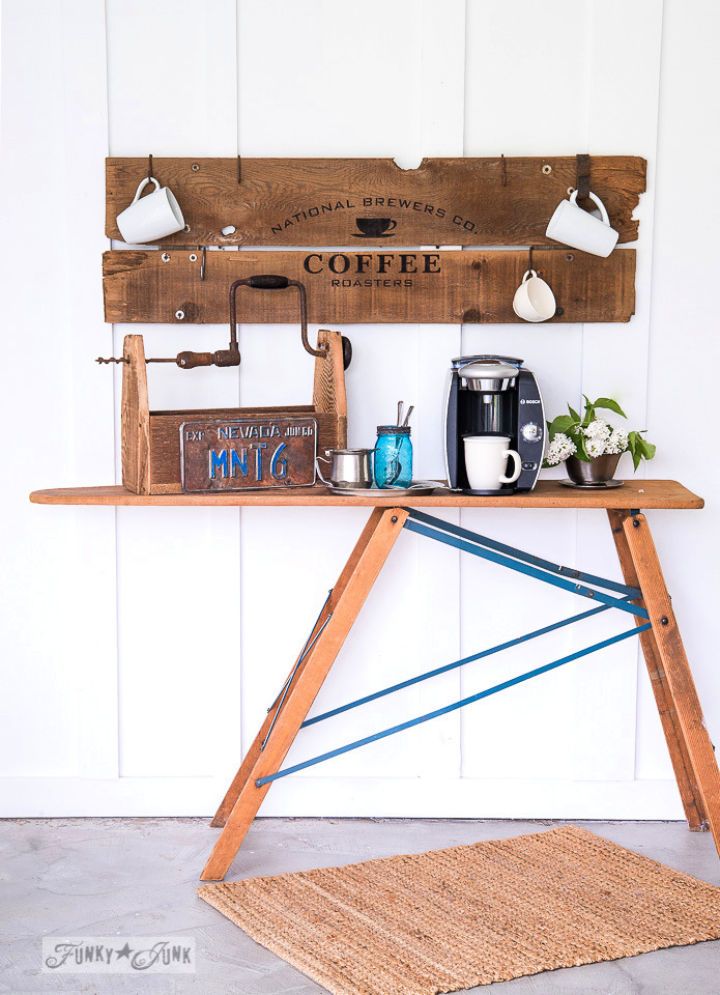 Reclaimed Wood Old Sign Coffee Station