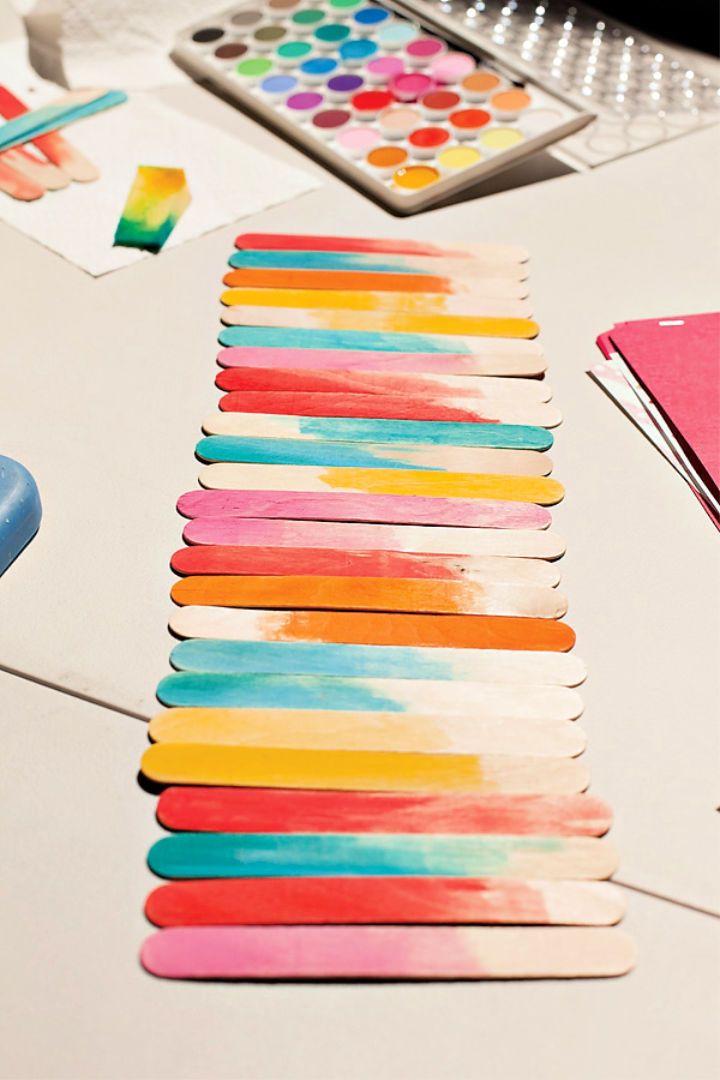 Watercolor Popsicle Stick Table Runner