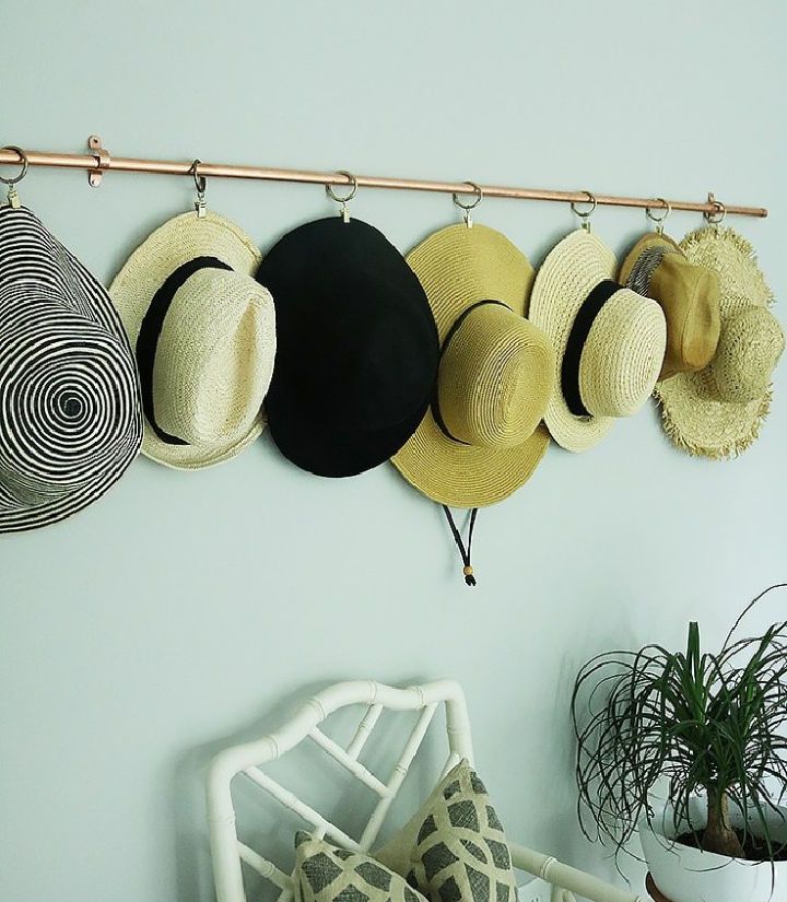 Inexpensive DIY Copper Pipe Hat Rack