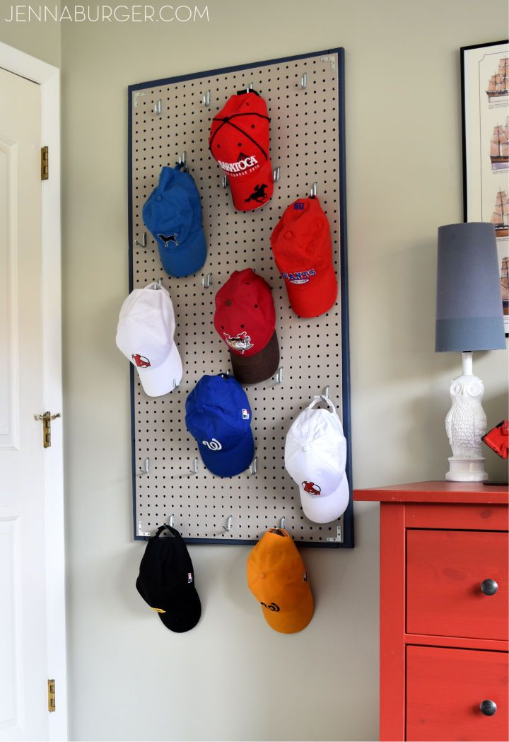 Handmade Pegboard Baseball Cap Rack