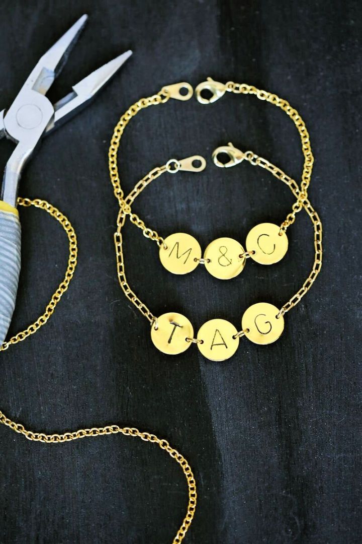 Simple DIY Stamped Initial Bracelet 