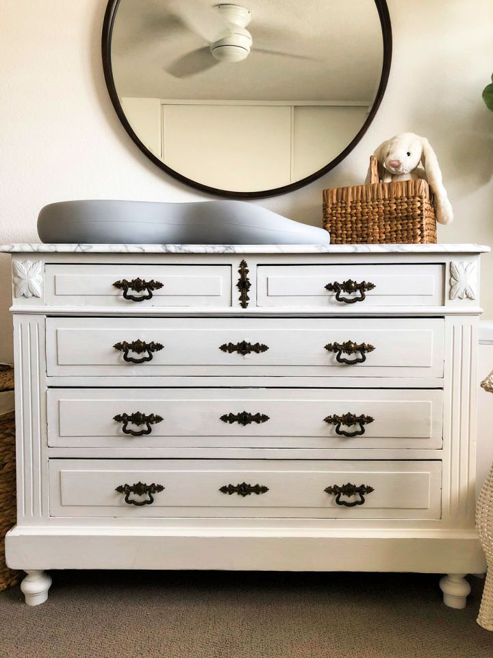 Changing Table with Refinished Marble Top