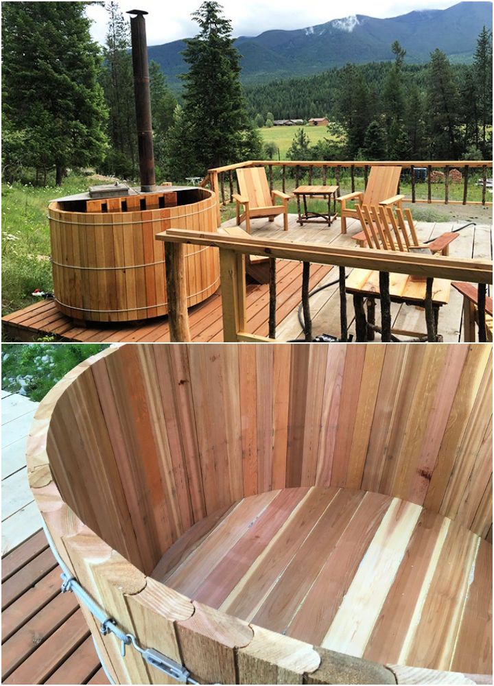 Homemade Wood-Fired Cedar Hot Tub