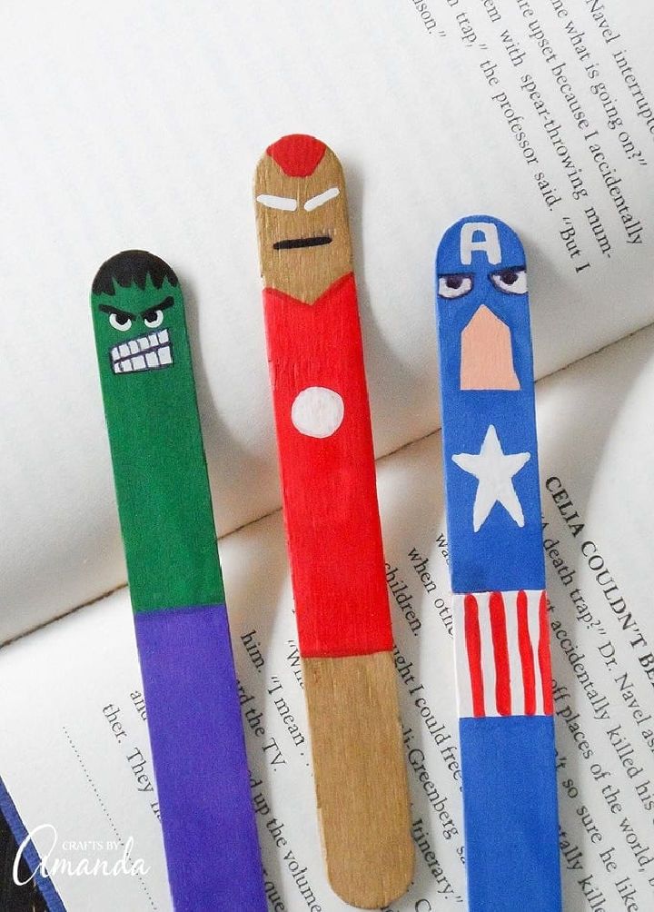 Avengers Bookmarks Using Popsicle Stick