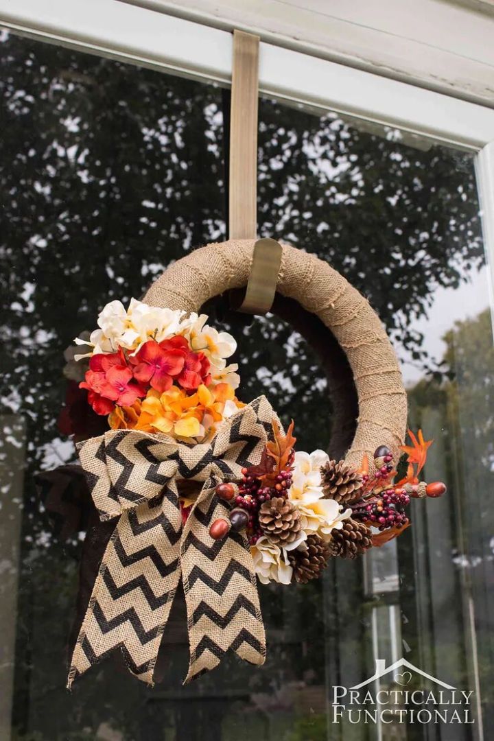 Make a Burlap Wreath with Fall Flowers