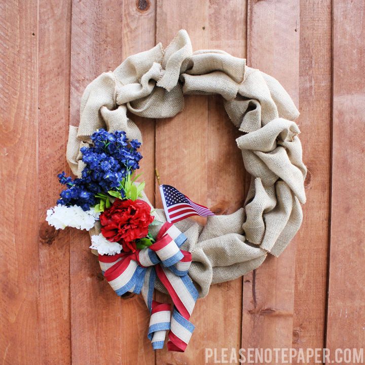 Simple DIY Patriotic Burlap Wreath