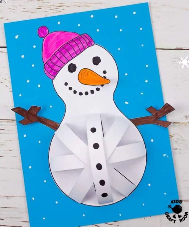 Make a 3D Paper Snowman for Kids