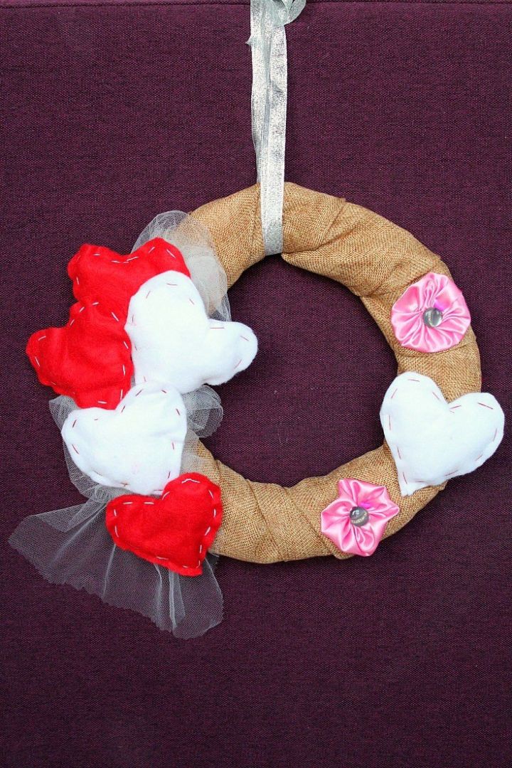 Burlap Ribbon Wreath for Valentines Day