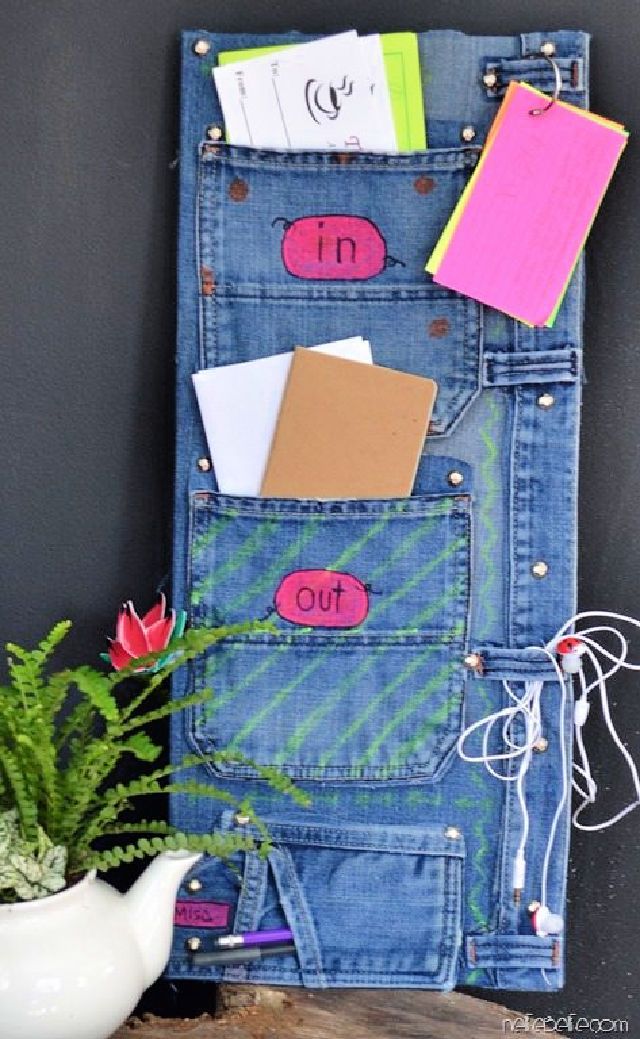 Bill Organizer from Recycled Jeans