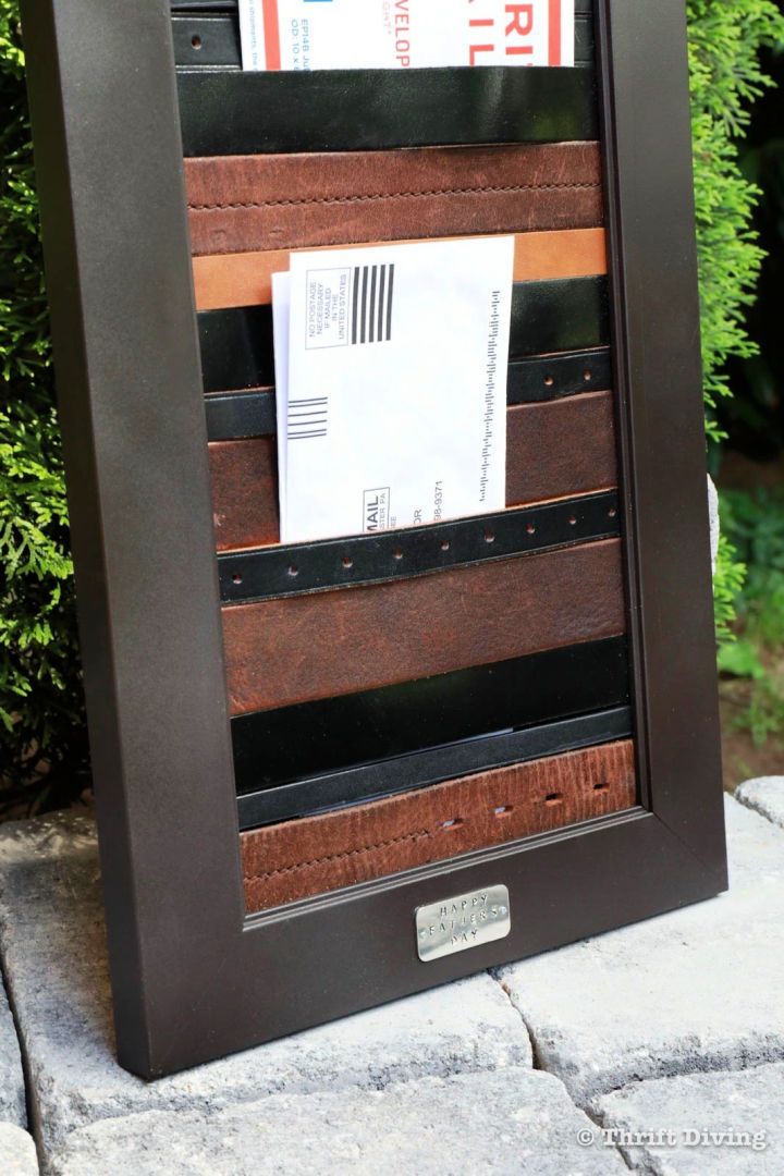 Mail Organizer with Picture Frame and Leather Belts