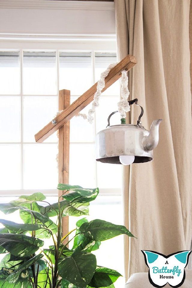 DIY Standing Lamp From a Teapot