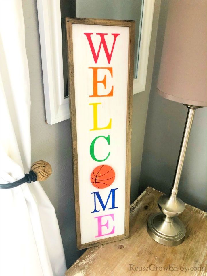 Wooden Welcome Sign With Changeable Decor