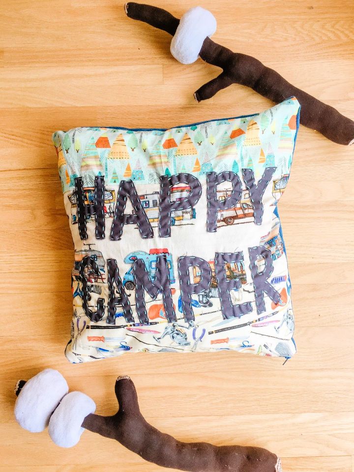 Sew a Happy Camper Throw Pillow