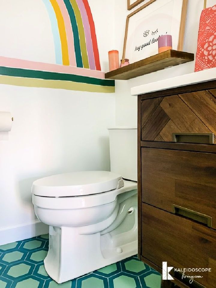 Colorful DIY Bathroom Remodel